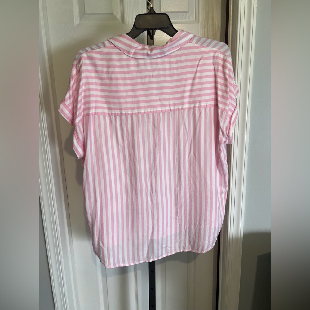 Beach Lunch Lounge Womens Top Size X-Large Pink Stripe Dolman Popover - Picture 7 of 8